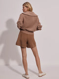 Varley Eloise Full Zip Knit in Warm Taupe