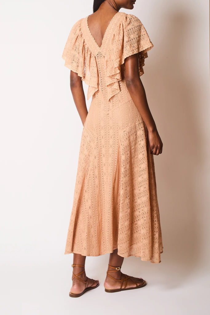 Faune Sofia Lace Dress in Coffee