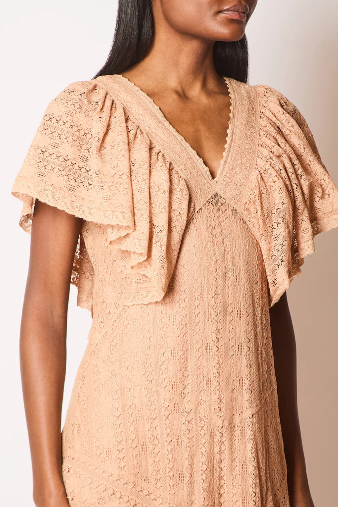 Faune Sofia Lace Dress in Coffee