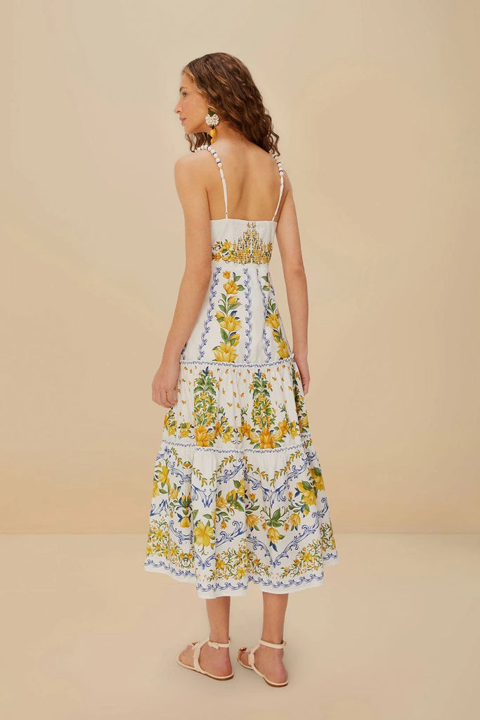 Farm Rio Sicily Midi Dress in Off White