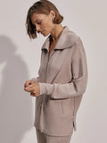 Varley Raleigh Zip Through Sweat in Taupe Marl