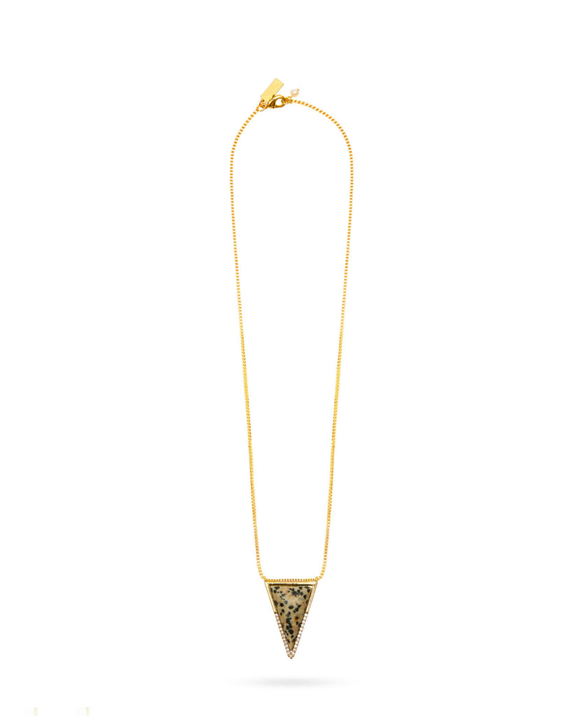 Talis Chains Triangle Pendant in Dalmation Jasper