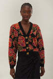 Farm Rio Shiny Chita Knit Cardigan in Black