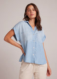 Bella Dahl Two Pocket Short Sleeve Shirt in Light Blue