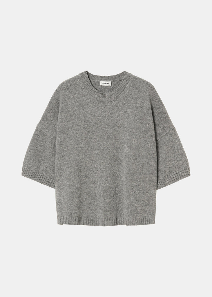 Zenggi Relaxed Round Neck Short Sleeve in Grey