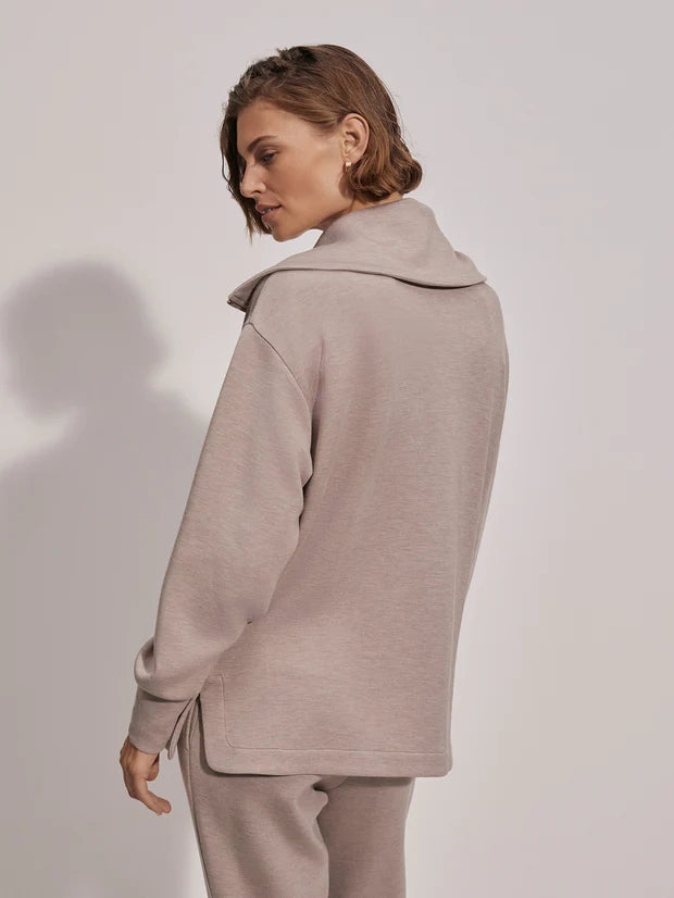 Varley Raleigh Zip Through Sweat in Taupe Marl