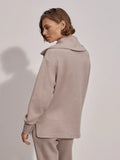 Varley Raleigh Zip Through Sweat in Taupe Marl