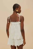 Farm Rio Flowers Richelieu Blouse in Off White