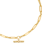 Talis Chains T Bar Pendant On Link Chain in Gold