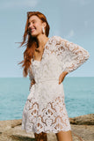 Farm Rio White Seashell Eyelet Mini Dress in White