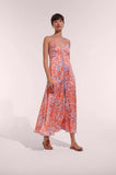 Poupette St Bart Long Dress Denise in Orange Palmery