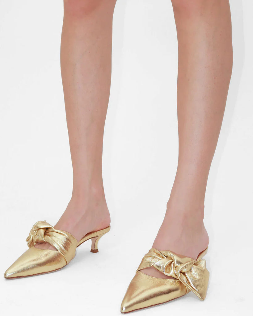 Atana Side Tie Mule in Gold
