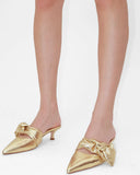 Atana Side Tie Mule in Gold