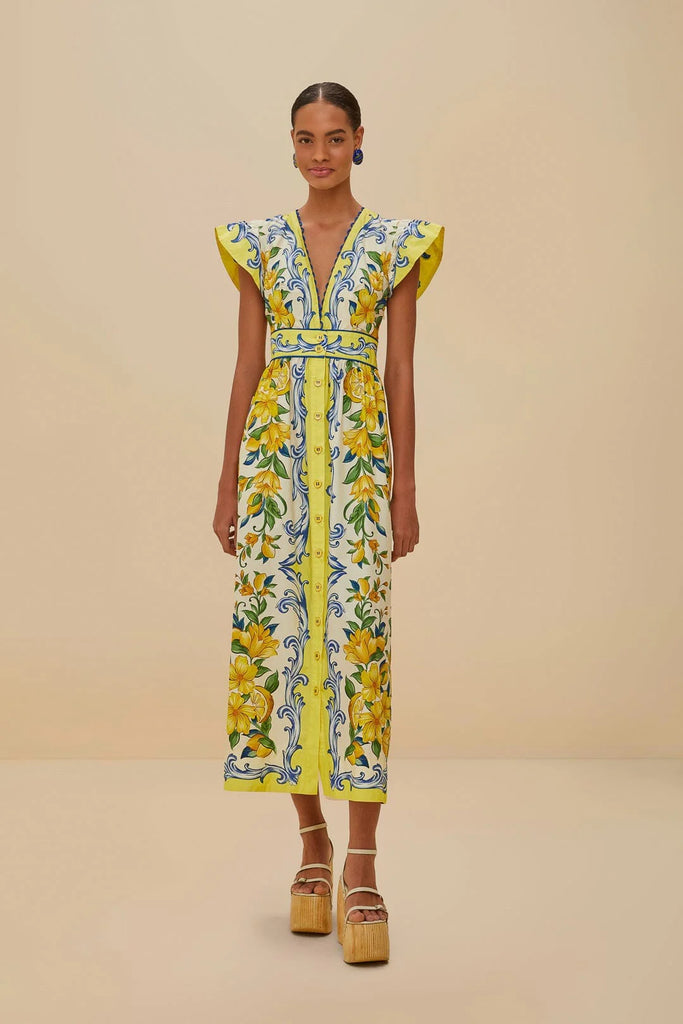 Farm Rio Sicily Scarf Maxi Dress in Off White