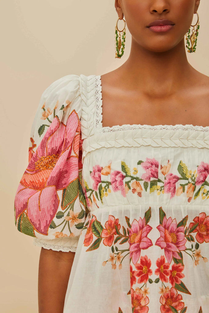 Farm Rio Summer Fruit Blouse in Off White