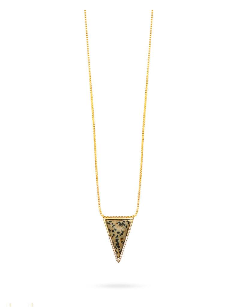 Talis Chains Triangle Pendant in Dalmation Jasper