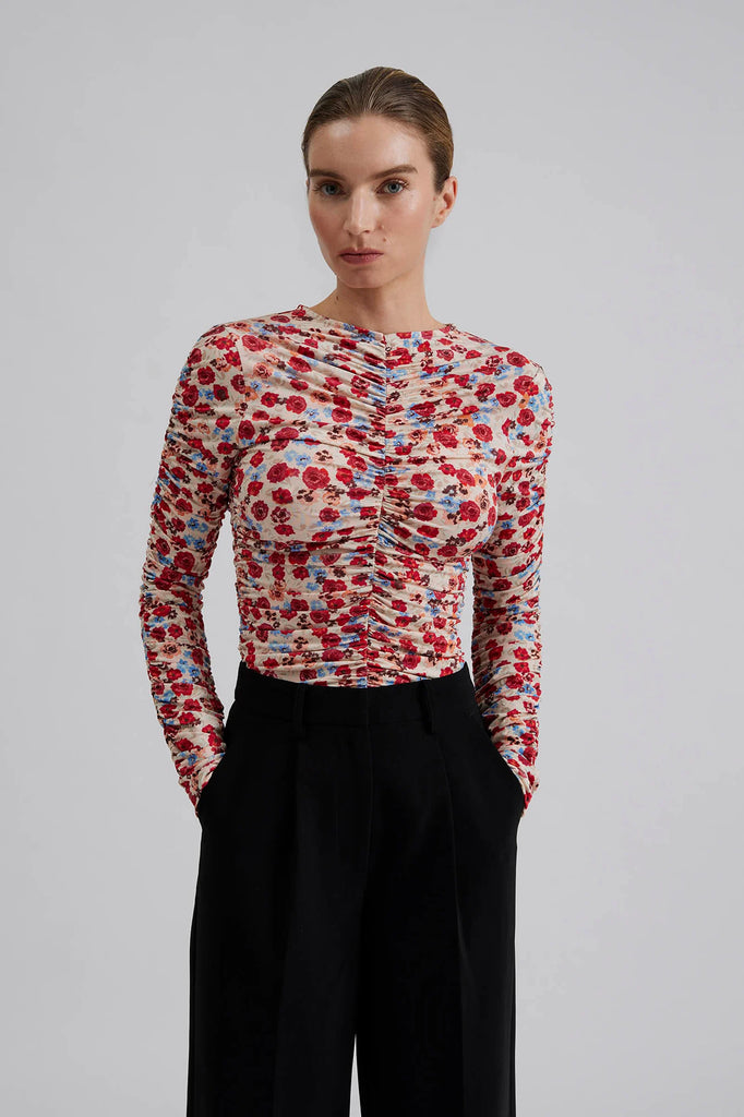 By Malina Lydia Drape Jersey Top in Rose