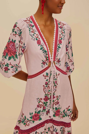 Farm Rio Flower Tapestry Maxi Dress in Pink