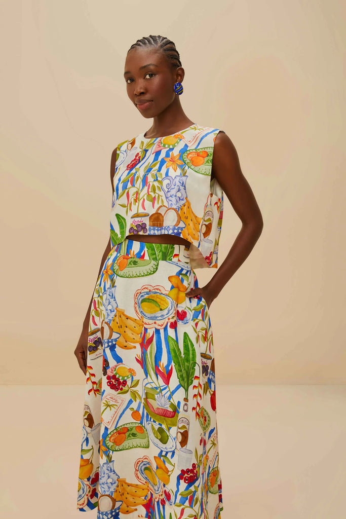 Farm Rio Fresh Table Skirt in Off White