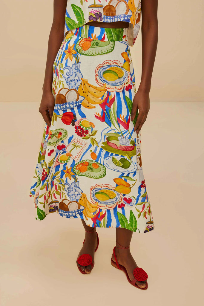 Farm Rio Fresh Table Skirt in Off White