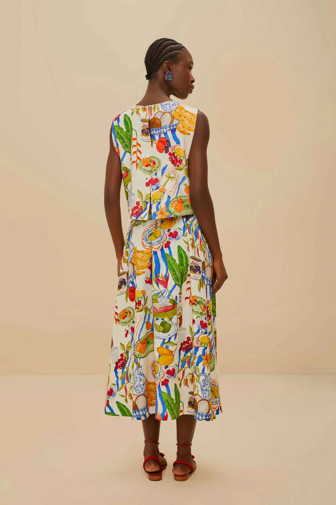 Farm Rio Fresh Table Skirt in Off White