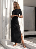 Luciee Elbow Sleeve Dress in Black