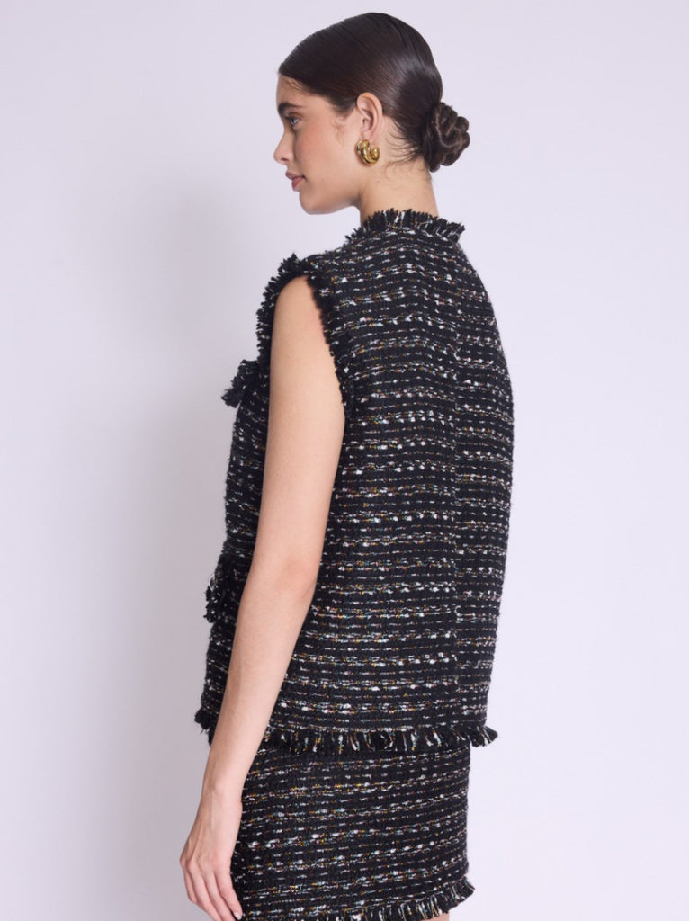 Berenice Vador Tweed Gilet in Black