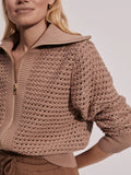 Varley Eloise Full Zip Knit in Warm Taupe