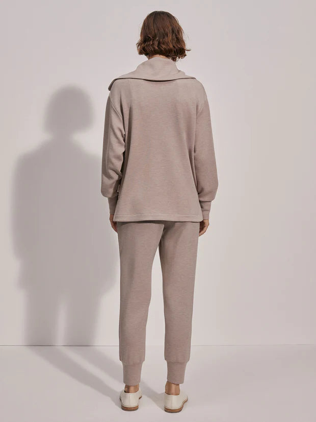 Varley Raleigh Zip Through Sweat in Taupe Marl