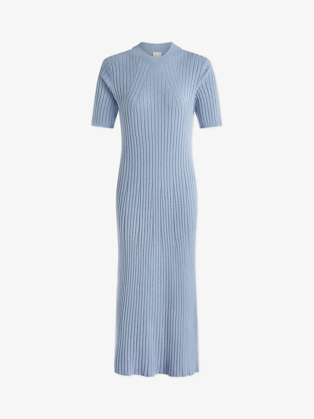 Varley Maeve Rib Dress in Ashley Blue
