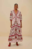 Farm Rio Flower Tapestry Maxi Dress in Pink