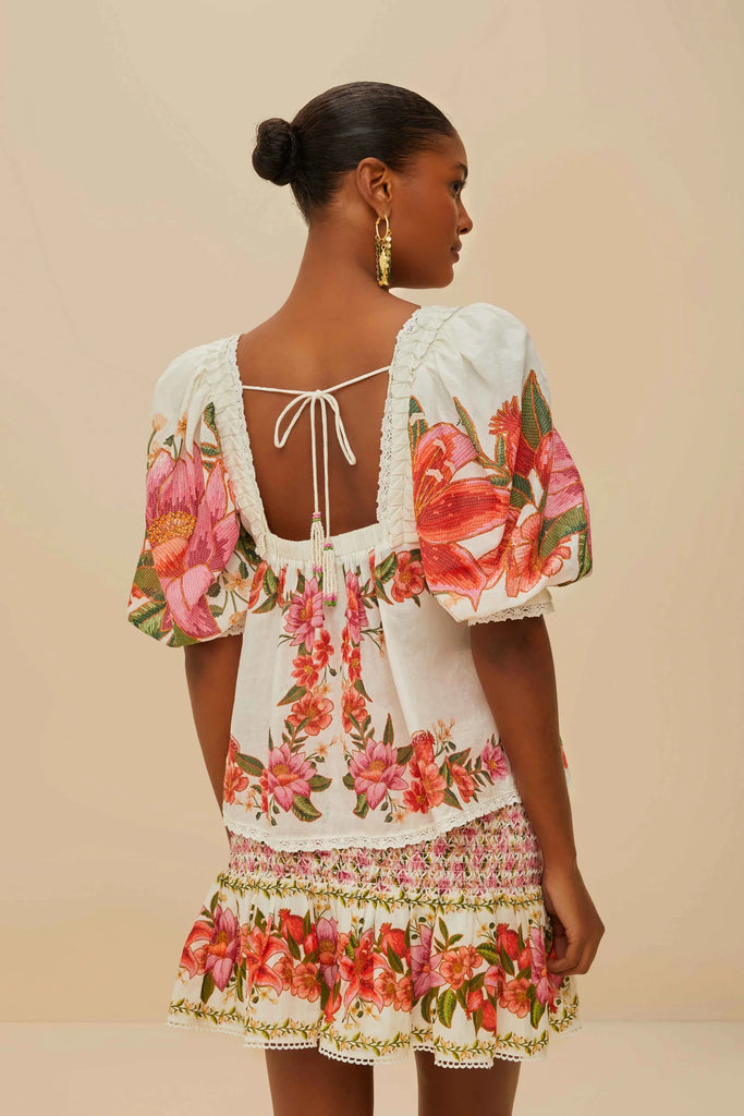 Farm Rio Summer Fruit Blouse in Off White