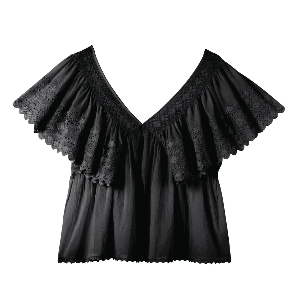 Faune Camelia Top in Black