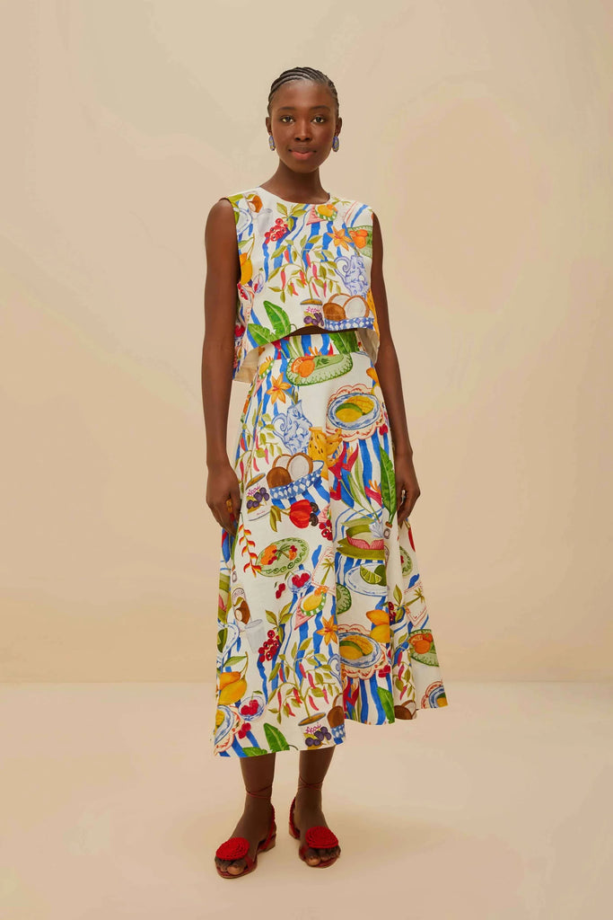 Farm Rio Fresh Table Skirt in Off White