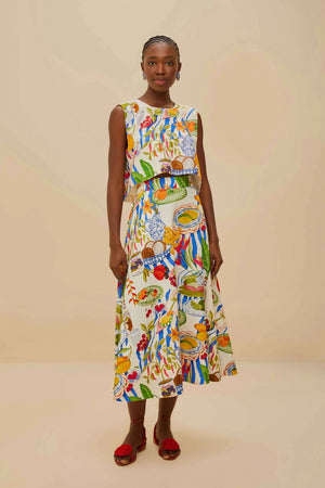 Farm Rio Fresh Table Skirt in Off White