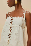 Farm Rio Flowers Richelieu Blouse in Off White