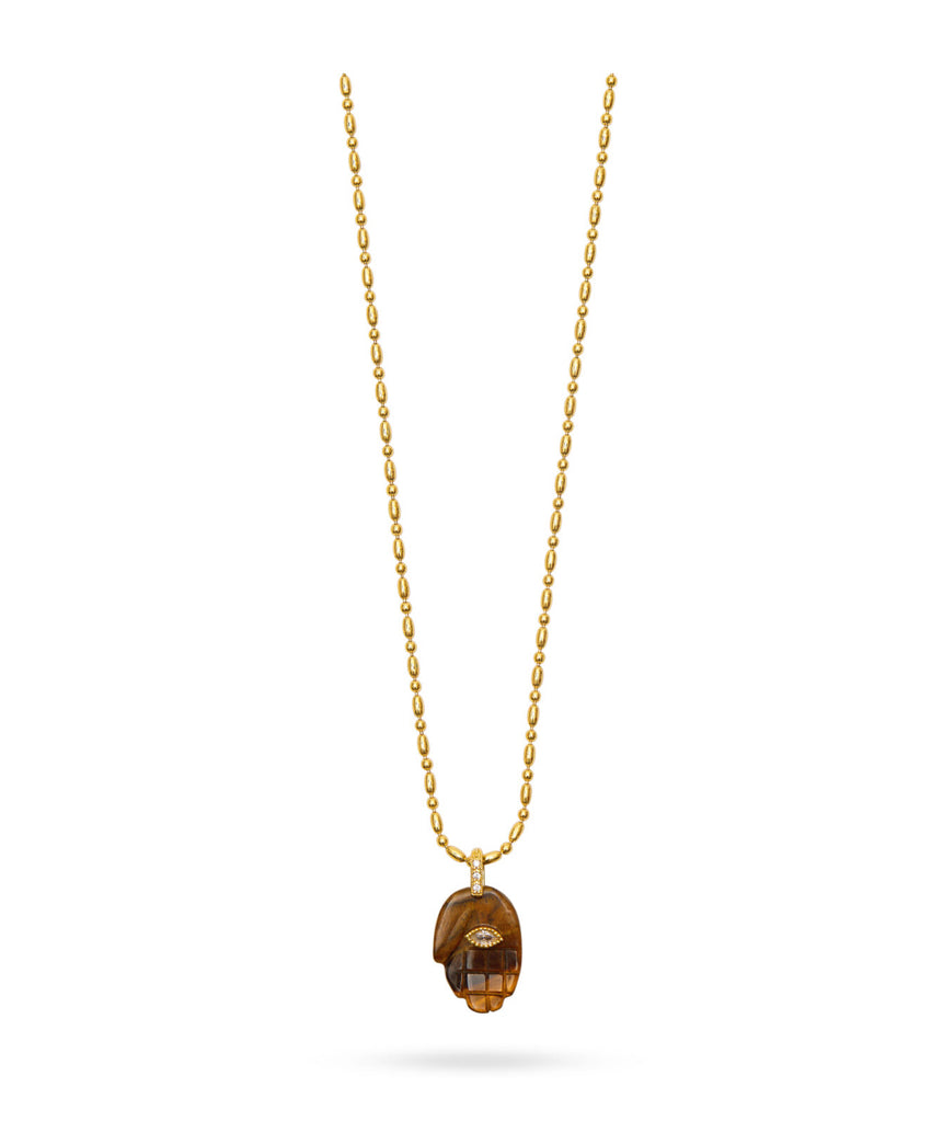 Talis Chains Hamsa Pendant in Tigers Eye