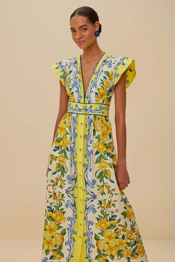 Farm Rio Sicily Scarf Maxi Dress in Off White