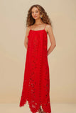 Farm Rio Richelieu Maxi Dress in Red