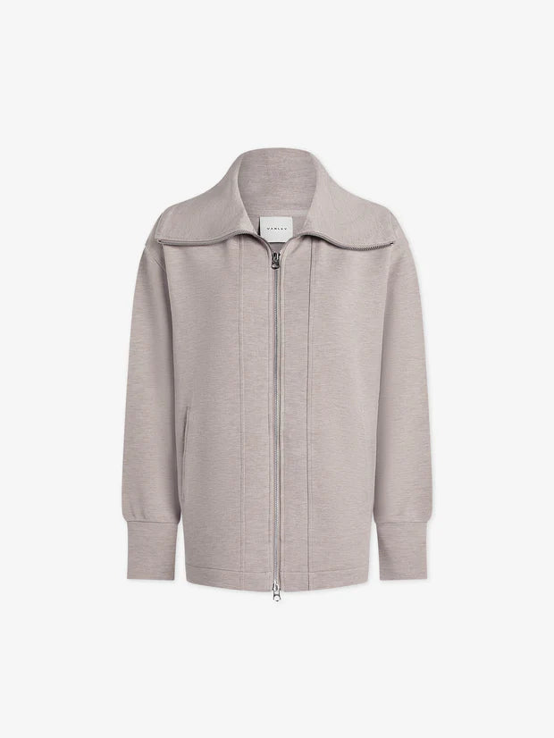 Varley Raleigh Zip Through Sweat in Taupe Marl