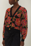 Farm Rio Shiny Chita Knit Cardigan in Black