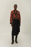 Farm Rio Shiny Chita Knit Cardigan in Black