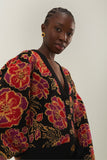 Farm Rio Shiny Chita Knit Cardigan in Black