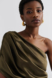 Malina Cassia Detachable Cape Maxi Dress in Olive