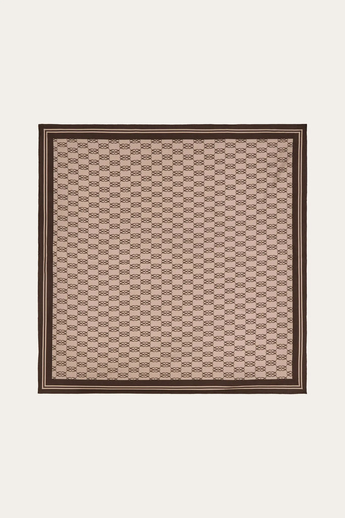 Malina Silk Twill Monogram Scarf in Beige
