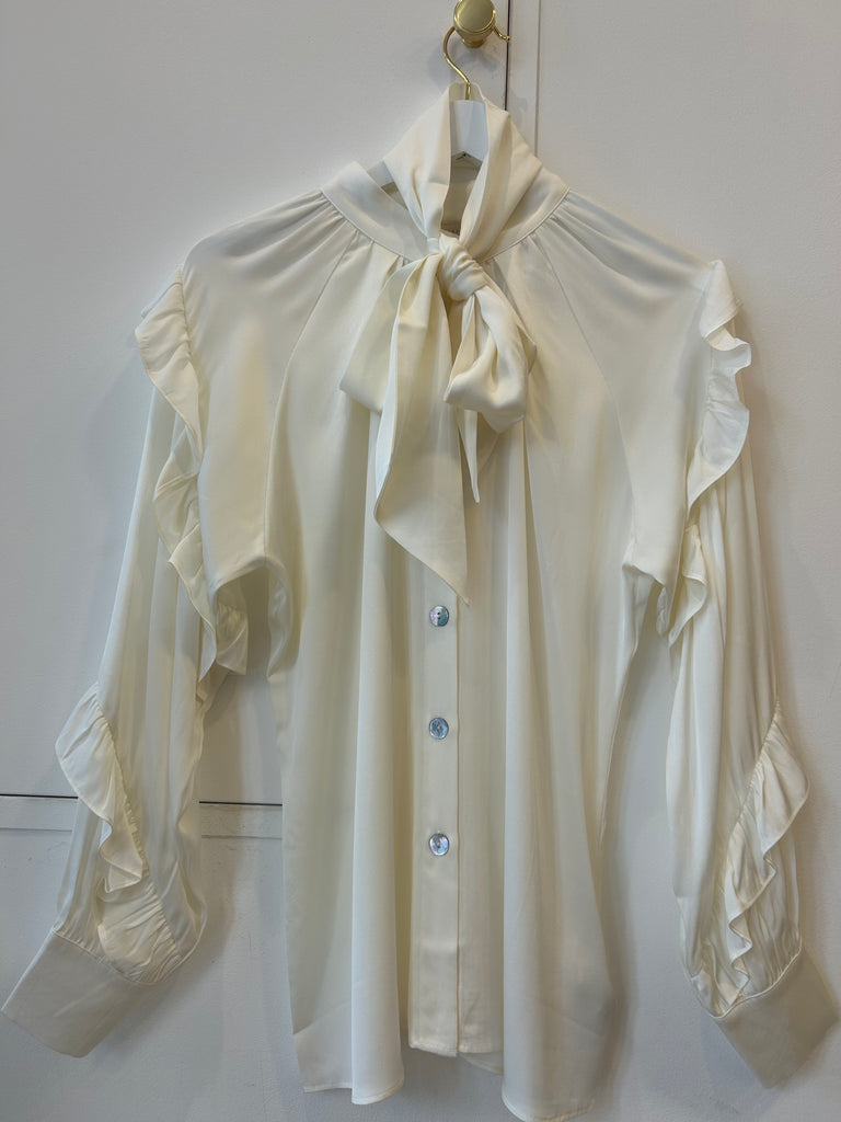Silk 95 Five Trellis Blouse in White