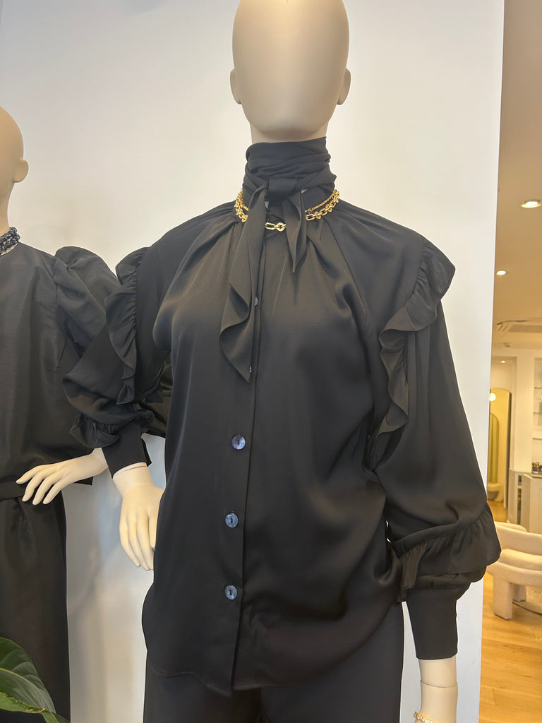 Silk 95 Five Trellis Blouse in Black