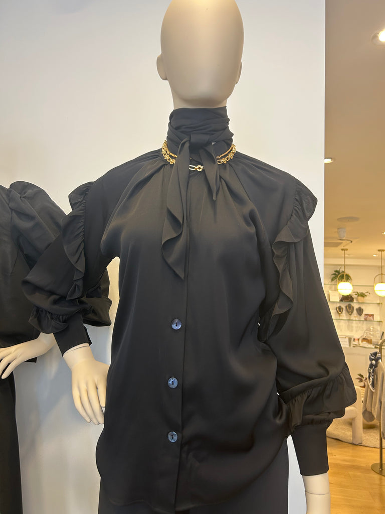 Silk 95 Five Trellis Blouse in Black