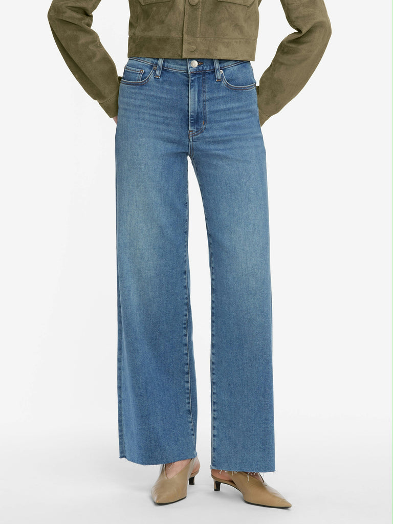 Frame Le Slim Palazzo in Flip Raw Blue