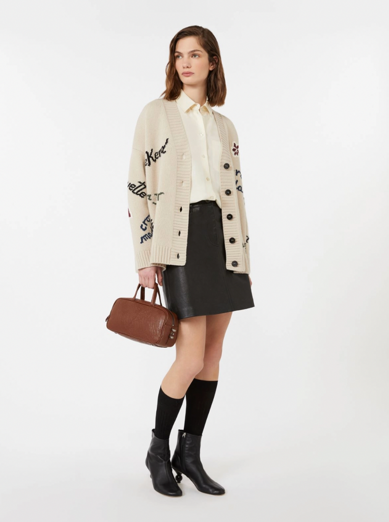 Maxmara Weekend Belgio Logo Cardigan in Ecru